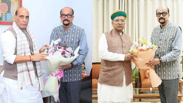 राज्यपाल ने राजनाथ सिंह और अर्जुन राम मेघवाल से सौजन्य भेंट की