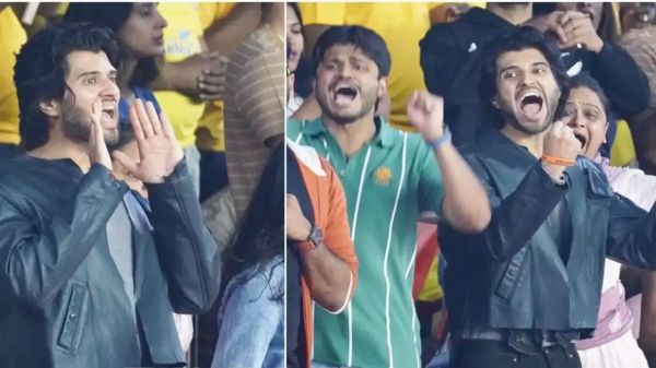 हैदराबाद में वॉलीबॉल मैच में विजय देवरकोंडा के कई मूड