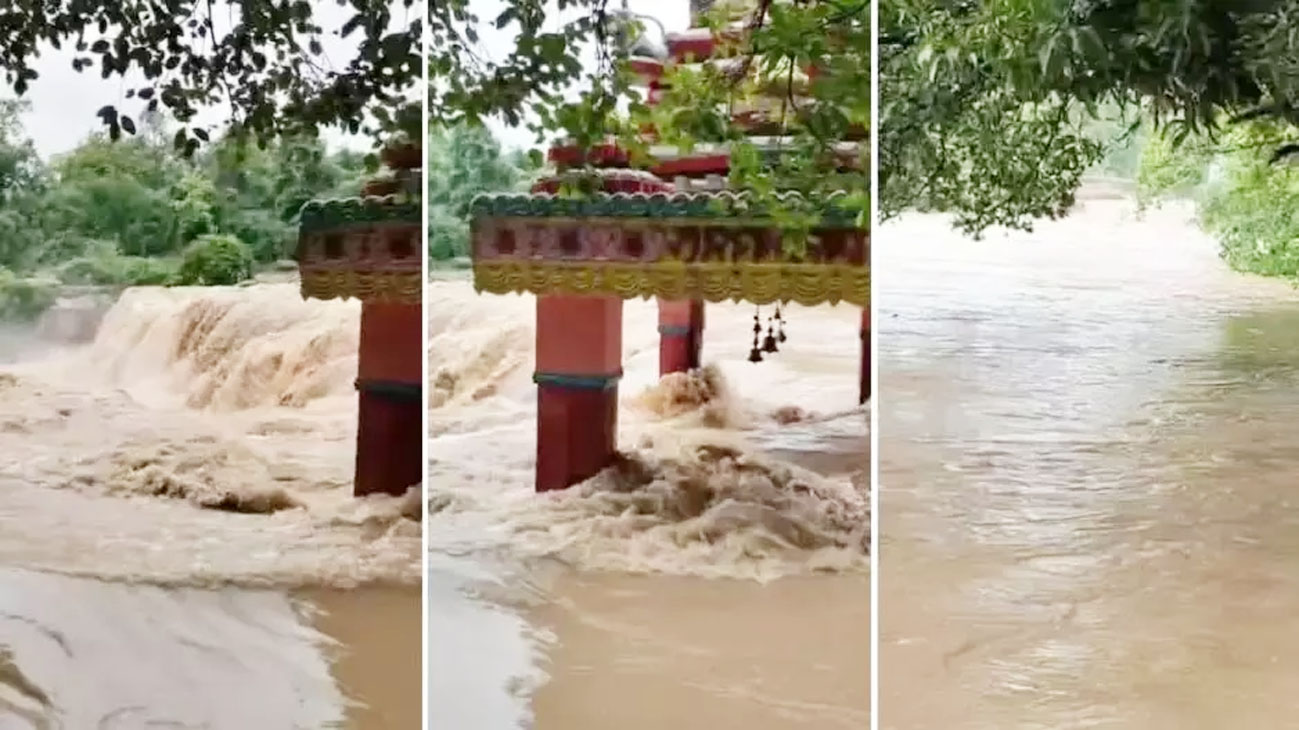 कोइलीघुघर शिव मंदिर में बाढ़ का कहर, गर्भगृह डूबा