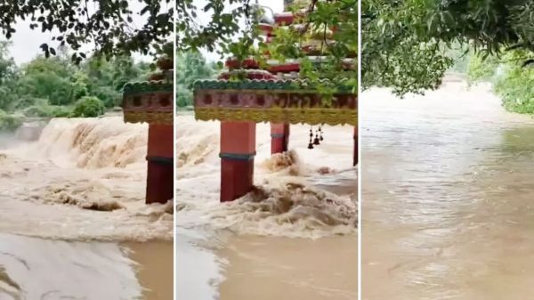 कोइलीघुघर शिव मंदिर में बाढ़ का कहर, गर्भगृह डूबा