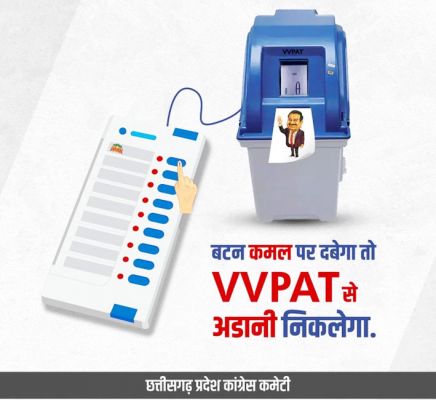 कांग्रेस ने किया वीवीपैट के साथ अडानी की तस्वीर वायरल